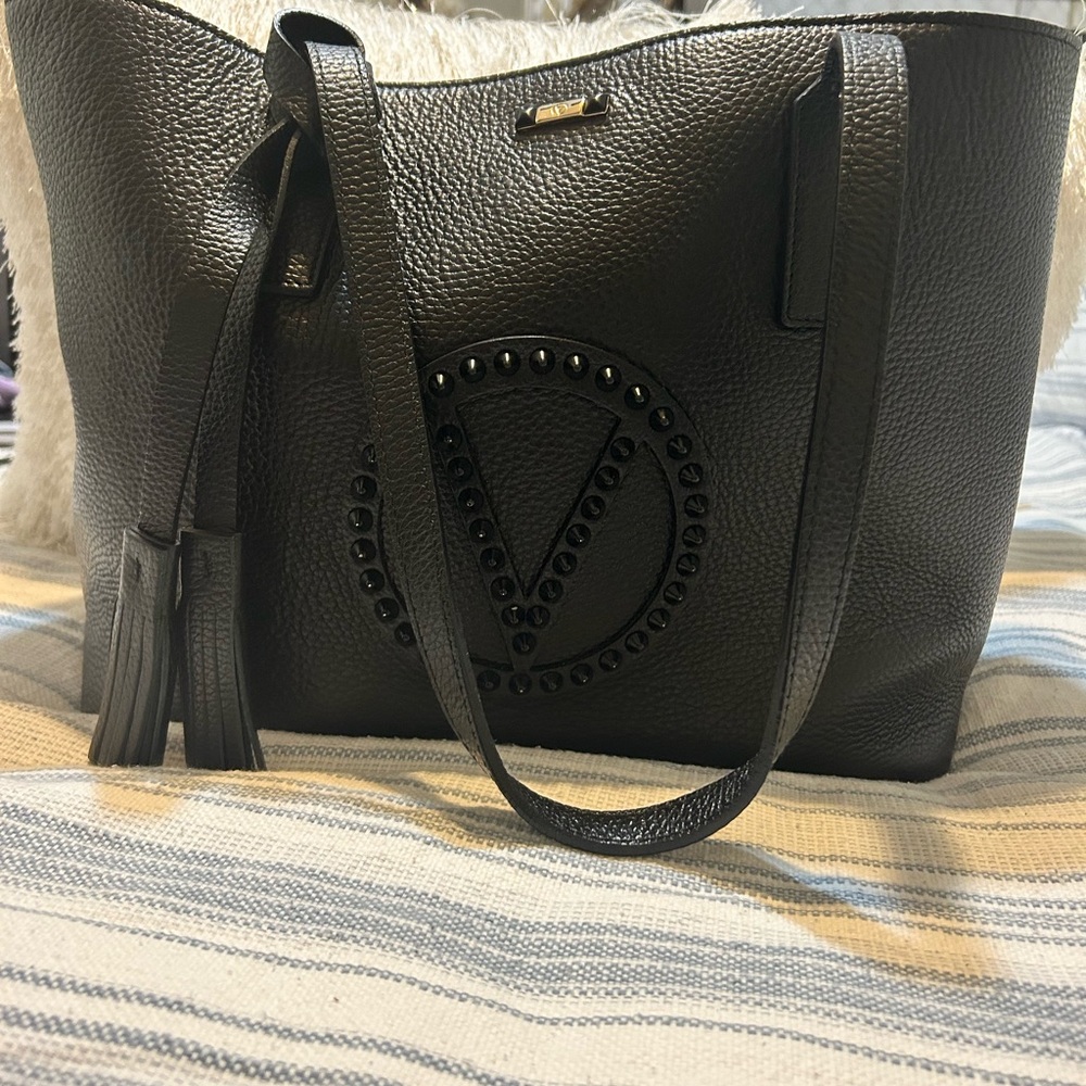 Valentino Black Leather Tote Bag